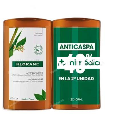 GALANGA CHAMPU REEQUILIBRANTE ANTICASPA PACK 2 X 400 ML KLORANE