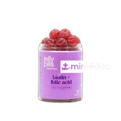 JELLY PILLS BIOTIN FOLIC ACID 70 GUMMIES SABOR FRAMBUESA JELLY PILLS