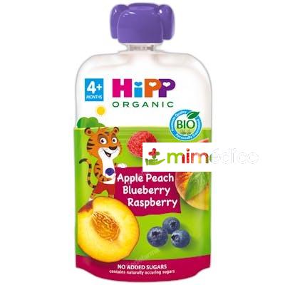 HIPP POUCHES DE MELOCOTON MANZANA Y FRUTOS BOSQUE BIO 100 G HIPP