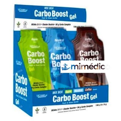 MIX BOX CARBO BOOST GEL MANZANA-NEUTRO-CAFE 18UDS. WEIDER