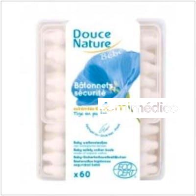 BASTONCILLOS SEGURIDAD DE ALGODON PARA BEBE 60UD. DOUCE NATURE