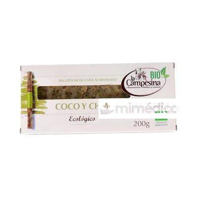 TURRON COCO CHIA  200GR. ECO SIN AZUCAR SIN GLUTEN VEGAN LA CAMPESINA