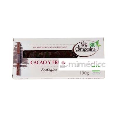 TURRON CACAO FRUTAS 190GR. ECO SIN AZUCAR SIN GLUTEN VEGAN LA CAMPESINA