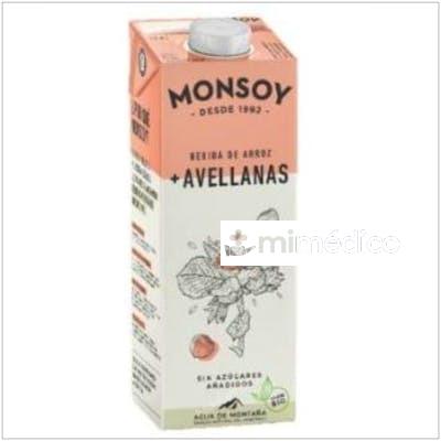 BEBIDA VEGETAL DE ARROZ CON AVELLANAS 1LT 6UDS. MONSOY