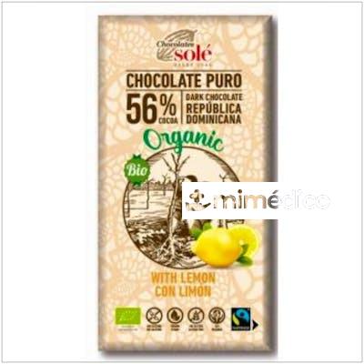 CHOCOLATE NEGRO 56% CON LIMON 100GR. ECO SG VEGAN CHOCOLATES SOLE