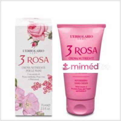 3 ROSAS CREMA MANOS NUTRITIVA 75ML. L`ERBOLARIO