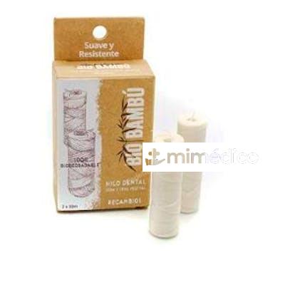 RECAMBIO HILO DENTAL SEDA NATURAL 2UDSX30M. BIOBAMBU