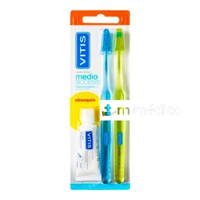 PACK VITIS MEDIO ACCES 2CEPILLOS+PASTA BLANQ. 15ML VITIS