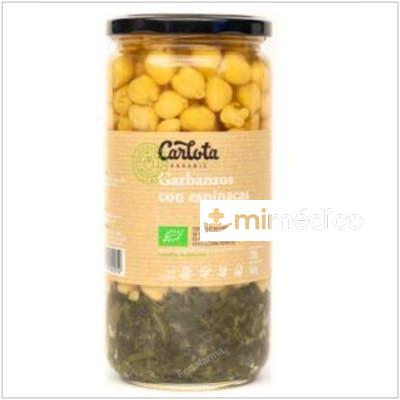 GARBANZOS CON ESPINACAS 720GR. ECO  SG CARLOTA ORGANIC