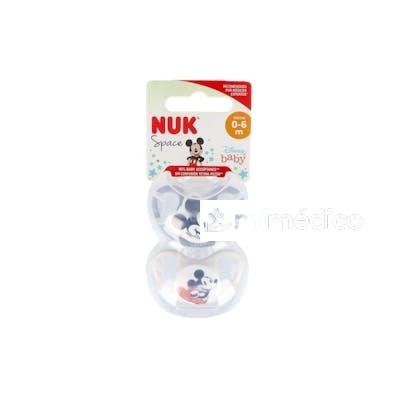 CHUPETE SPACE MICKEY GRIS 0-6 SILICONA 2UD. NUK