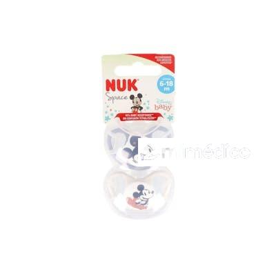 CHUPETE SPACE MICKEY GRIS 6-18 SILICONA 2UD. NUK