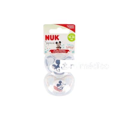CHUPETE SPACE MICKEY GRIS 18-36 SILICONA 2UD. NUK