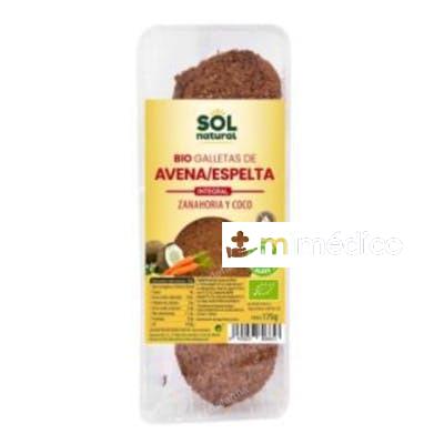 GALLETAS DE AVENA CON ESPELTA ZANAHORIA Y COCO SOLNATURAL