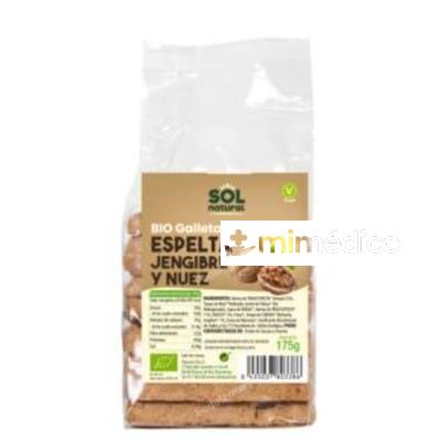GALLETAS DE ESPELTA CON JENGIBRE Y NUEZ 175GR. BIO SOLNATURAL