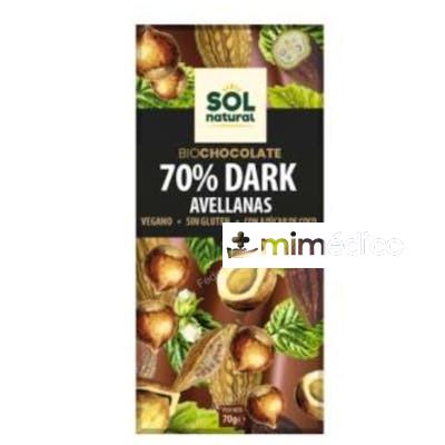CHOCOLATE NEGRO 70% CON AVELLANA TABLETA 70GR BIO SOLNATURAL