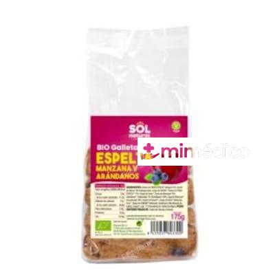 GALLETAS DE ESPELTA MANZANA ARANDANOS 175GR. BIO SOLNATURAL