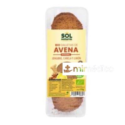 GALLETAS DE AVENA JENGIBRE CANELA LIMON 175GR. BIO SOLNATURAL