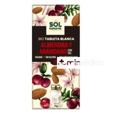 CHOCOLATE BLANCO ALMENDRA ARANDANO TABLETA 70G BIO SOLNATURAL