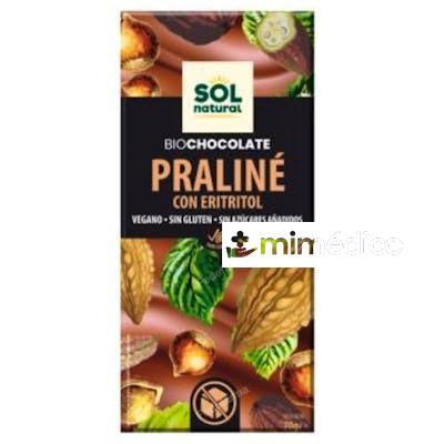 CHOCOLATE PRALINE CON ERITRITOL TABLETA 70GR. BIO  SOLNATURAL