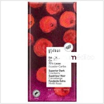CHOCOLATE NEGRO SUPERIOR 70% ARANDANOS 100GR VEGAN VIVANI