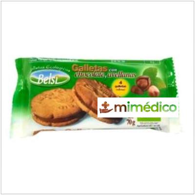 GALLETAS CON CHOCOLATE Y AVELLANA 4UDS 70GR. BIO BELSI