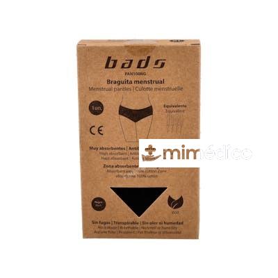 BRAGUITA MENSTRUAL NEGRA CON COSTURA TALLA XL. BADS