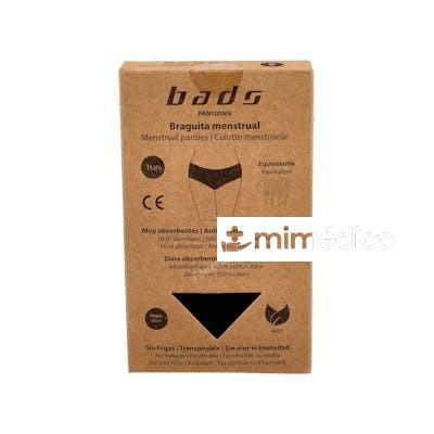 BRAGUITA MENSTRUAL NEGRA CON COSTURA TALLA S. BADS