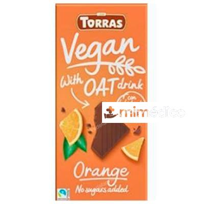 CHOCOLATE CON BEBIDA AVENA-NARANJA 100GR VEGAN TORRAS