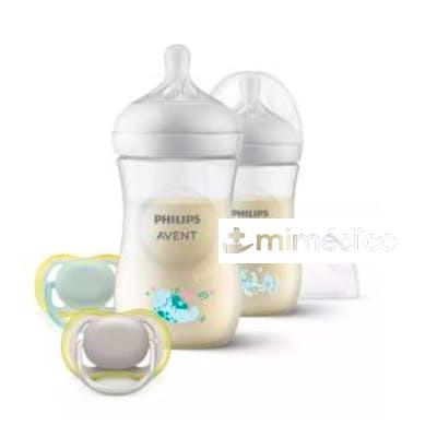 2 BIBERONES 260ML+2 CHUPETES 0-6 MESES AVENT