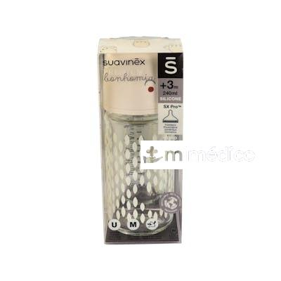 BIBERON BOCA ANCHA SILICONA REDONDON 3POSI T/U +0M 240ML 1UN SUAVINEX