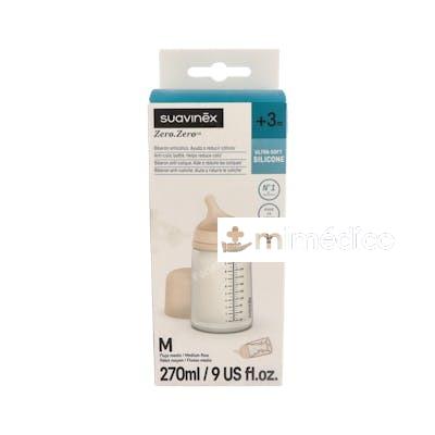 BIBERON ZERO ANTI-COLICO BOCA ANCHA SILICONAFLUJO MEDIO 270ML SUAVINEX