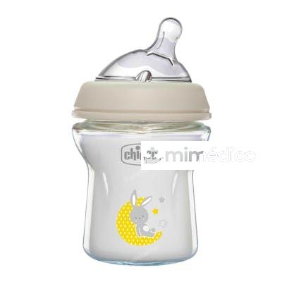 BIBERON NAT BOCA ANCHA SILICONA REDONDON FLUJO LEN +0M 150ML CHICCO