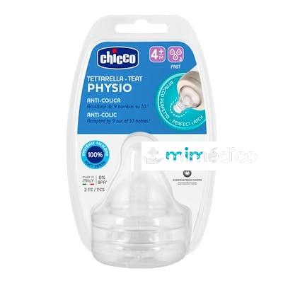 TETINA PHYSIO 4M+ FL.MEDIO SILI 2UD CHICCO