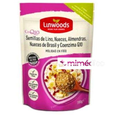 SEMILLAS DE LINO CON NUECES ALMENDRAS Q10 200GR. LINWOODS