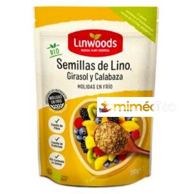 SEMILLAS DE LINO CALABAZA GIRASOL MOLIDO 200G BIO LINWOODS