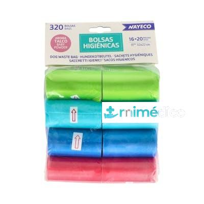 BOLSAS HIGIENICAS AROMA TALCO 16ROLLOS 20BOLSAS NAYECO VET