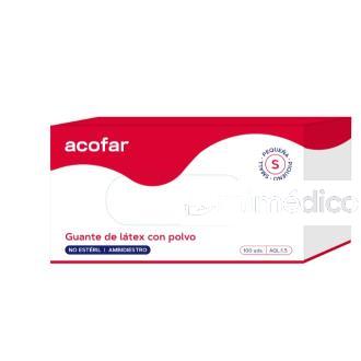 GUANTES LATEX BLANCO C/POLVO T/M 100UN ACOFAR