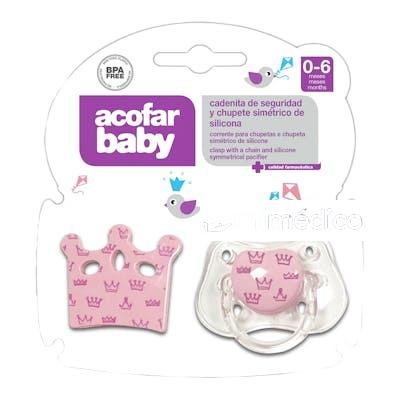 ACOFARBABY CADENITA Y CHUPETE SILICONA 0-6M ROSA 1UN ACOFARBABY