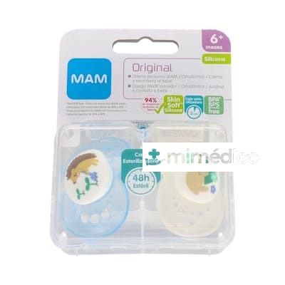 CHUPETE SILICONA FISIO +6M 2UN AZUL MAM