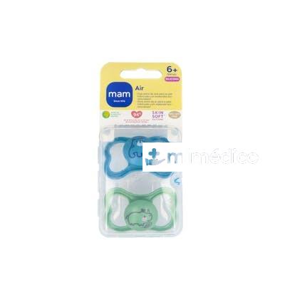 CHUPETE AIR SILICONA FISIO +6M 2UN AZUL MAM