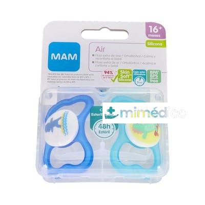 CHUPETE AIR SILICONA FISIO +16M 2UN AZUL MAM