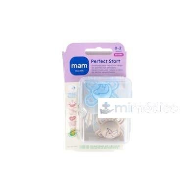 CHUPETE PERFECT START SILICONA FISIO 0-2M 2UN AZUL MAM