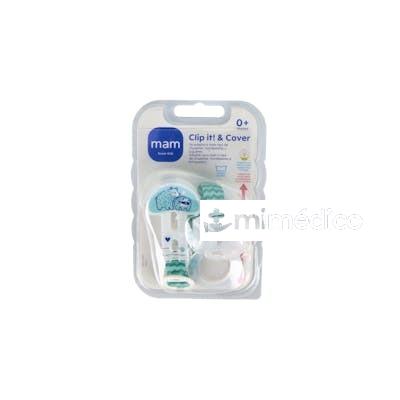 BROCHE SUJETA CHUPETE CLIP IT CINTA +0M 1UN AZUL MAM