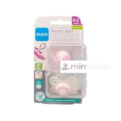 CHUPETE PERFECT START SILICONA FISIO 0-2M 2UN ROSA MAM