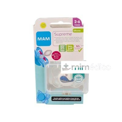 CHUPETE SUPREME SILICONA FISIO 2-6M AZUL MAM