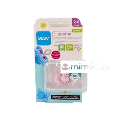 CHUPETE SUPREME SILICONA FISIO 2-6M ROSA MAM