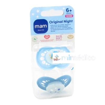 CHUPETE NIGHT SILICONA FISIO +6M 2UN AZUL NOCHE MAM