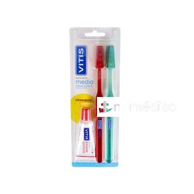 PACK VITIS MEDIO 2CEPILLOS + PASTA ANTICARIES 15ML VITIS