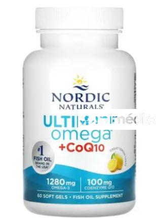 ULTIMATE OMEGA + COQ10, 1280 MG DE OMEGA-3 + 100 MG DE Q10, LIMÓN, 60 CAPS BLANDAS NORDIC HEALTH