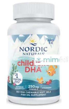 OMEGA 3 DHA NIÑOS SABOR FRESA 250 MG 180 MINI GELES MASTICABLE NORDIC NATURALS
